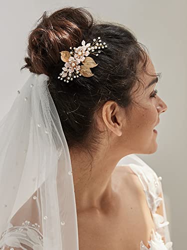 Handmade Gold Wedding Hair Comb for Brides