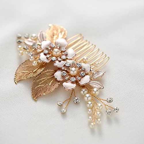 Handmade Gold Wedding Hair Comb for Brides