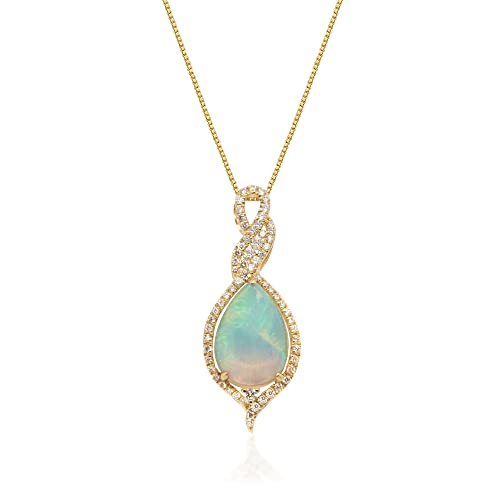 Ethiopian Opal and Diamond Pendant for Women