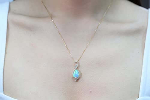 Ethiopian Opal and Diamond Pendant for Women