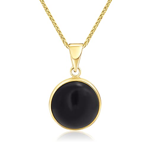 Solid Gold Onyx Necklace - December Birthstone Gift