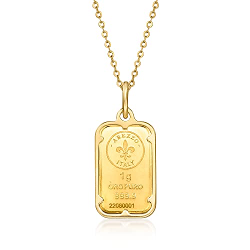 Italian Yellow Gold Fleur-De-Lis Pendant Necklace
