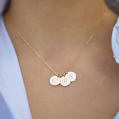 Jewee Diamond Personalized Gold Disc Necklace