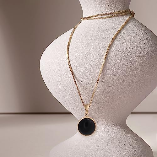 Solid Gold Onyx Necklace - December Birthstone Gift