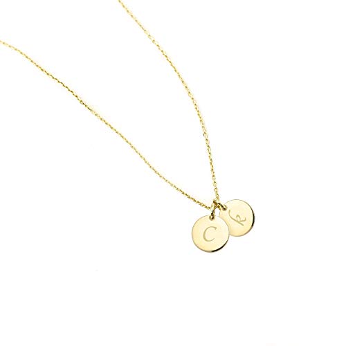 Jewee Diamond Personalized Gold Disc Necklace