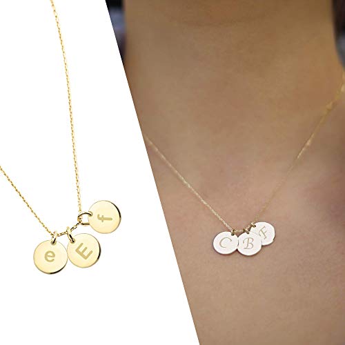Jewee Diamond Personalized Gold Disc Necklace