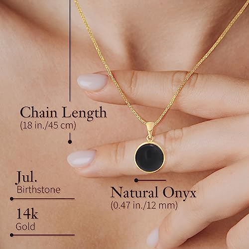 Solid Gold Onyx Necklace - December Birthstone Gift