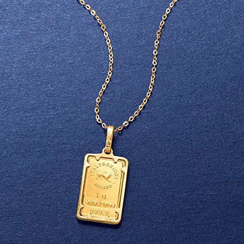 Italian Yellow Gold Fleur-De-Lis Pendant Necklace