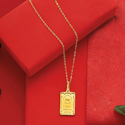 Italian Yellow Gold Fleur-De-Lis Pendant Necklace