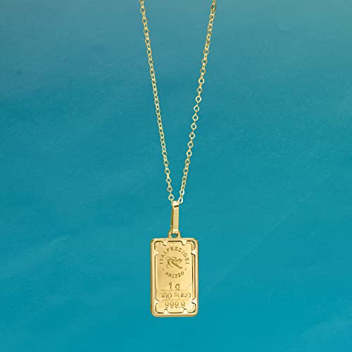 Italian Yellow Gold Fleur-De-Lis Pendant Necklace