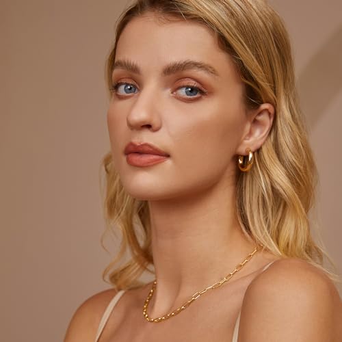 Chunky Gold Hoop Earrings Set for Women
