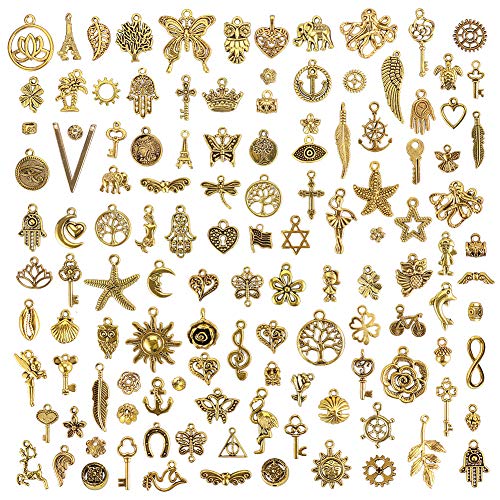 Antique Gold Jewelry Charms - 120 Pcs Wholesale
