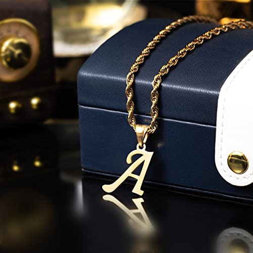 14K Gold Initial Pendant Necklace for Women/Girls