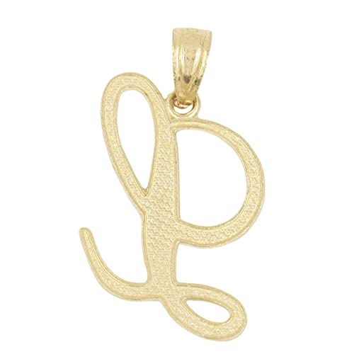 Gold Cursive Initial Pendant with Diamond Cut Letter