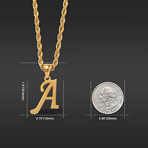 14K Gold Initial Pendant Necklace for Women/Girls