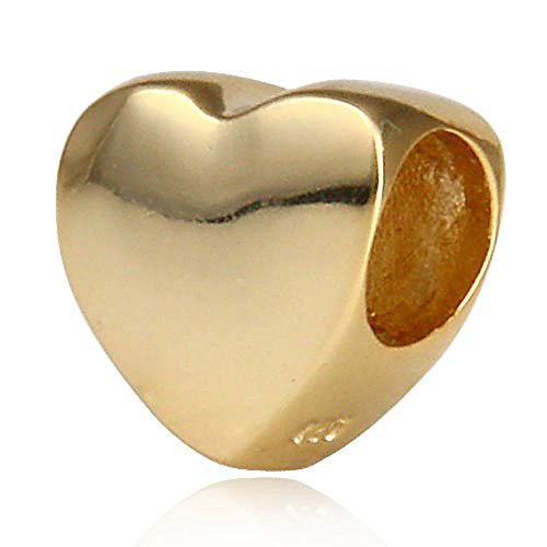 925 Sterling Gold Plated Heart Charm Bead