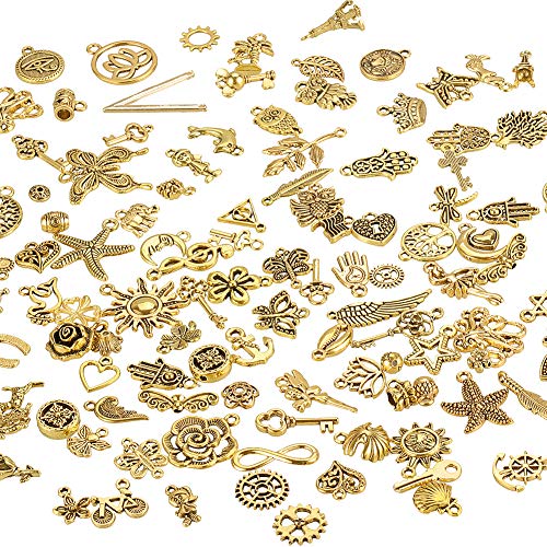 Antique Gold Jewelry Charms - 120 Pcs Wholesale