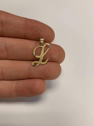 Gold Cursive Initial Pendant with Diamond Cut Letter