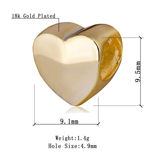 925 Sterling Gold Plated Heart Charm Bead