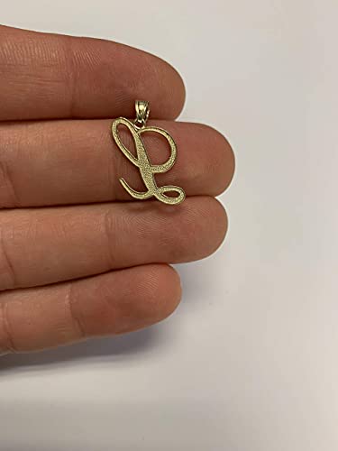 Gold Cursive Initial Pendant with Diamond Cut Letter