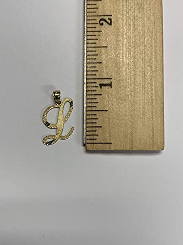 Gold Cursive Initial Pendant with Diamond Cut Letter