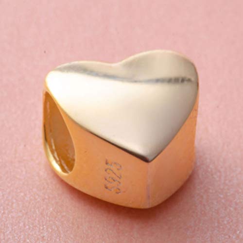 925 Sterling Gold Plated Heart Charm Bead