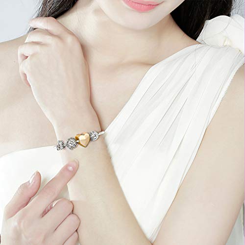 925 Sterling Gold Plated Heart Charm Bead