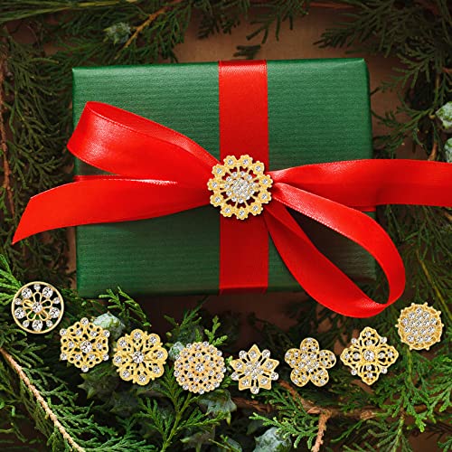 36 Pieces Clear Rhinestone Brooches for Crafts Crystal Flower Brooch Pins with Rhinestones Sliver Bulk Brooches Jewelry for Woman Flower Lapel Badge Pins DIY Wedding Bouquet Broaches Kit (Gold)