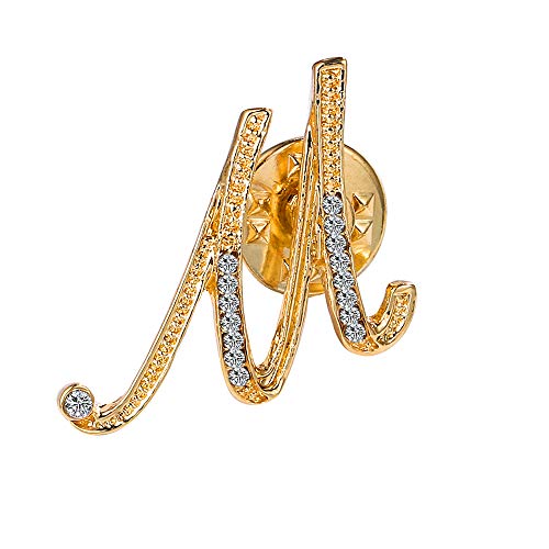 Initial Letter Brooch Pin Small Lapel Pin Tie Tack Name Personalized Gifts for Girls Women Men Boy Gold M