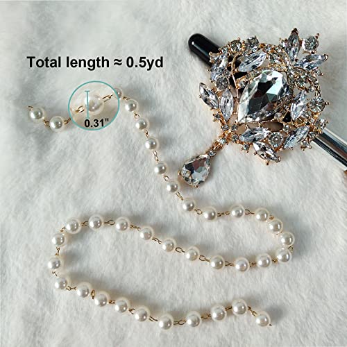 Yhsheen Rhinestone Brooches Crystal Brooch Pins, Pearl Crystal Wedding Bouquet kit Set (Gold-14pcs)