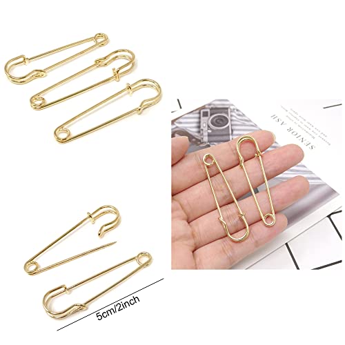 Honbay 30PCS 5cm/2Inch Brooches Heavy Duty Safety Pins for Blankets, Sweaters, Shawls, Kilts, Crafts (Gold)