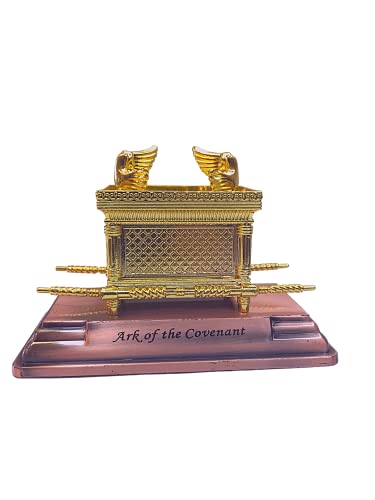 3 ARCHES USA The Ark of The Covenant Model Gold Plated Table Figurine Replica with Contents (Aaron’s Rod-Manna-Ten Commandments)-4.3”x 2” x 3” Small Size
