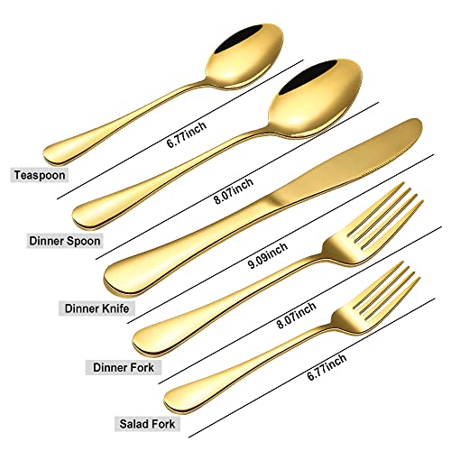 Gold Plated Flatware Set for 8, 40 Pieces