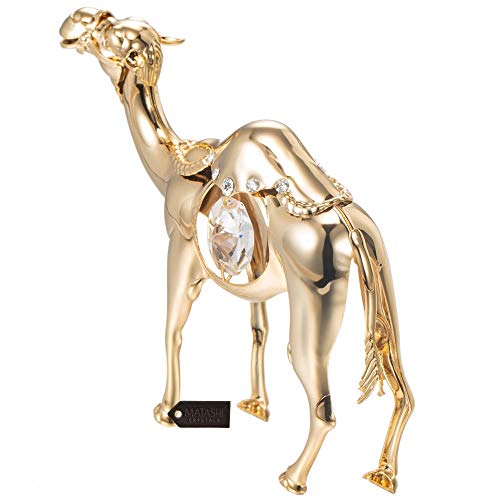 Matashi Crystal Camel Ornament, Gold Plated