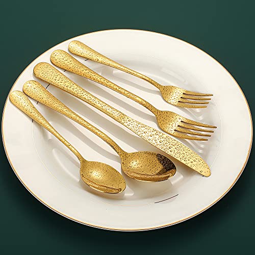 Gold Plated Flatware Set for 8, 40 Pieces