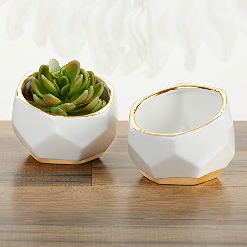 Geometric Ceramic Planters Set - White