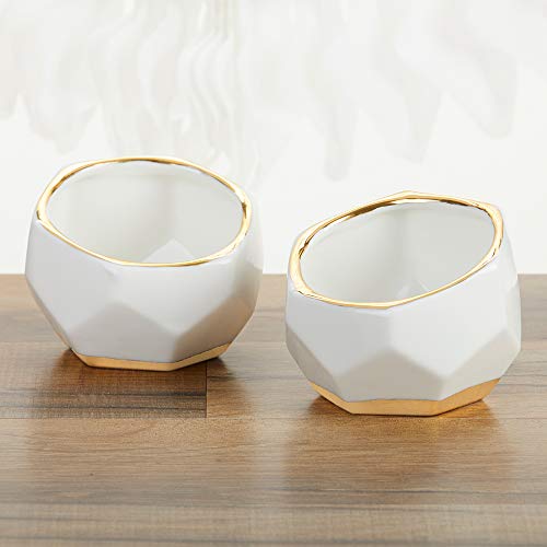 Geometric Ceramic Planters Set - White
