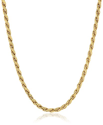 Gold Plated Diamond Cut Rope Chain Necklace