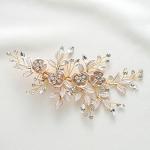Rhinestone Bridal Hair Comb in Light Rose Gold
