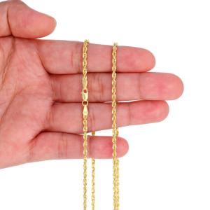Laser Diamond Cut Rope Chain Necklace in 10K Yellow Gold