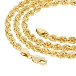 Laser Diamond Cut Rope Chain Necklace in 10K Yellow Gold