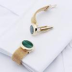 Shiny Gold Stone Cufflinks for Men