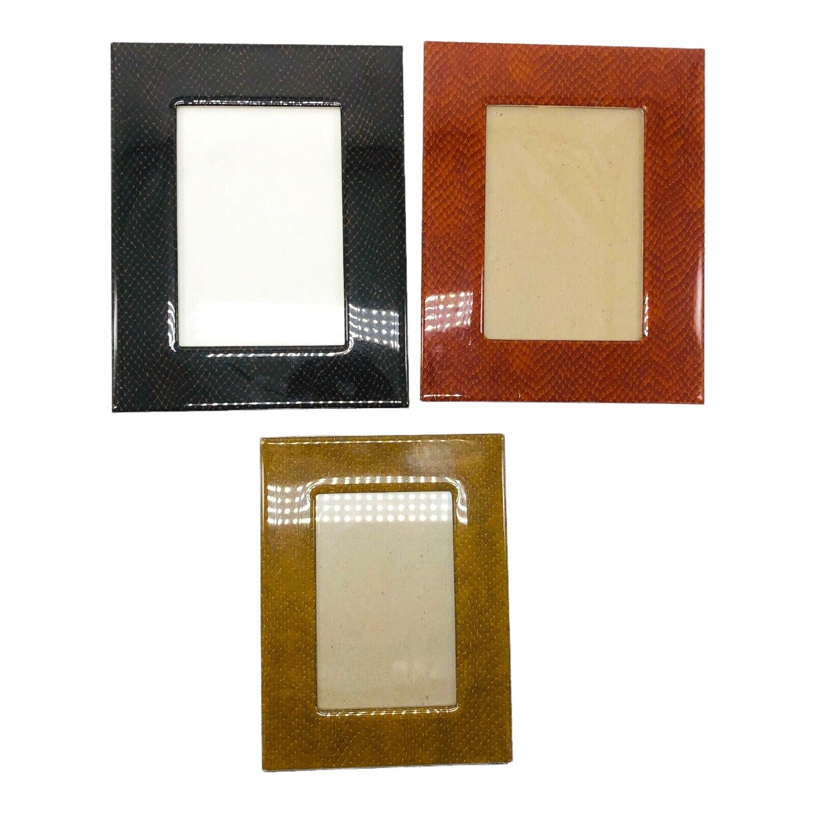Italian Gilt Snake Print Photo Frames Trio