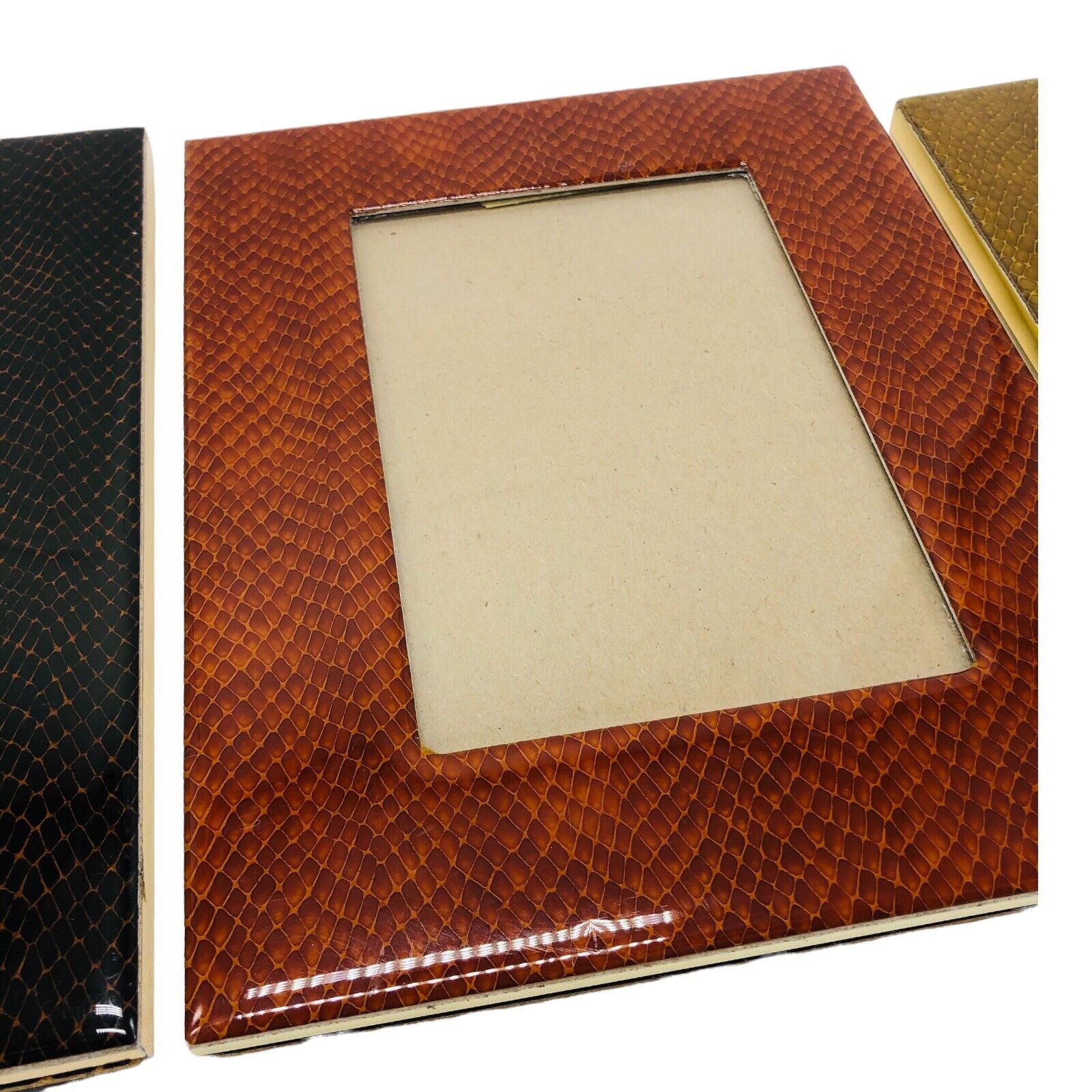 Italian Gilt Snake Print Photo Frames Trio