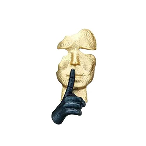 KAWADU Gold Mask Enamel Lapel Pin Silence is Gold Thinker Pin Badge Abstract Art Enamel Brooch Mask Pin Badge Gift Clothes Bag Pin Accessories