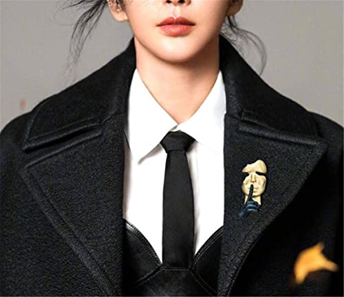 KAWADU Gold Mask Enamel Lapel Pin Silence is Gold Thinker Pin Badge Abstract Art Enamel Brooch Mask Pin Badge Gift Clothes Bag Pin Accessories