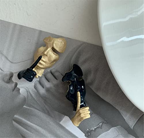 KAWADU Gold Mask Enamel Lapel Pin Silence is Gold Thinker Pin Badge Abstract Art Enamel Brooch Mask Pin Badge Gift Clothes Bag Pin Accessories