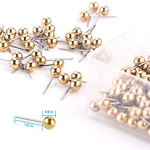 200-count Gold Map Tacks Push Pins