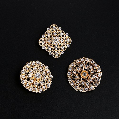 Crystal Rhinestone Flower Brooch Pins Set