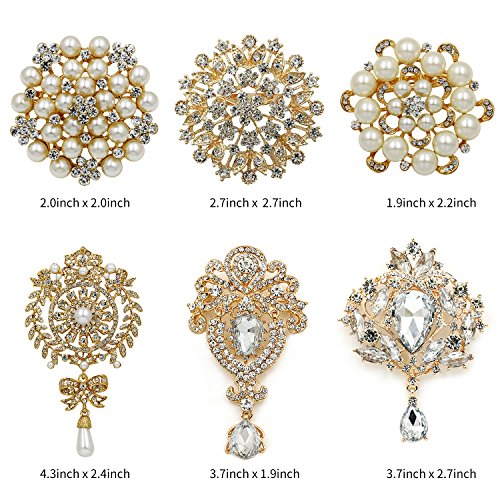 WeimanJewelry Crystal Rhinestone Brooch Pins (Gold)